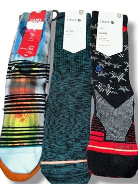 Stance Men’s or Women’s Mixed Pattern Crew Socks - Teal, Black, Multi NWT MOODY